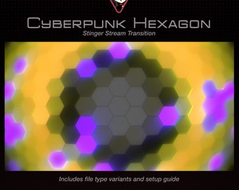 Aguijón ciberpunk amarillo y morado / Transición de transmisión hexagonal / Aguijón de escena OBS / Temática de Edgerunners / Transmisor de Twitch, Youtube y Vtuber