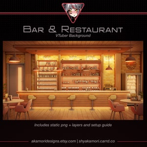 Pubbakgrund, stämningsfull barrum, mysig nattkrog, elegant Zoom Twitch Stream-överlägg, bar- och restaurangtyp Vtuber-bakgrund