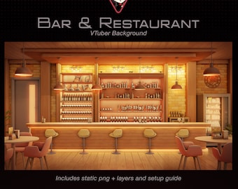 Pub Background, Ambient Bar Room, Cosy Night Tavern, Elegant Zoom Twitch Stream Overlay, Bar & Restaurant Type Vtuber Background