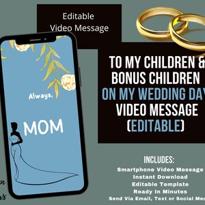 Tarjeta de video, A mis hijos y niños extra en la tarjeta del día de mi boda, de Tarjeta de mamá extra, Tarjeta de boda para niños, Mensaje en VIDEO
