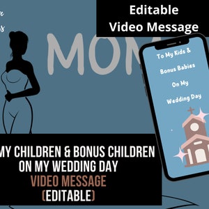 Tarjeta de video, A mis hijos y niños extra en la tarjeta del día de mi boda, de Tarjeta de mamá extra, Tarjeta de boda para niños, Mensaje en VIDEO