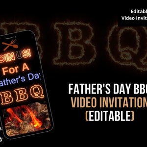 Father’s Day Barbecue Invitation, Invitation Template, Video Invitation, Editable Custom Invite