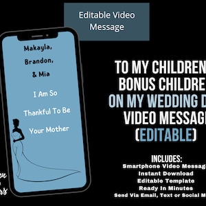Tarjeta de video, A mis hijos y niños extra en la tarjeta del día de mi boda, de Tarjeta de mamá extra, Tarjeta de boda para niños, Mensaje en VIDEO