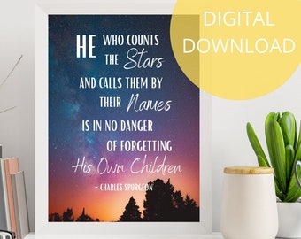 Charles Spurgeon Quote | Counts The Stars | Christian Quote Prints | Starry Night Print | Christian Wall Art | Christianity Gift | PDF Files