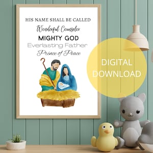 His Name Shall Be Called | Prince of Peace | Isaiah 9 6 | Names of Jesus Print | Nativity Printable | Christmas Wall Art | Birth of Christ