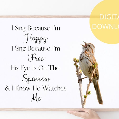 His Eye is on the Sparrow Christian Printable Wall Art. DIY Etsy