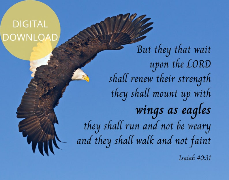 Those Who Wait on the Lord Wings as Eagles Eagle With Wings Print Christian Dad Gift Christian