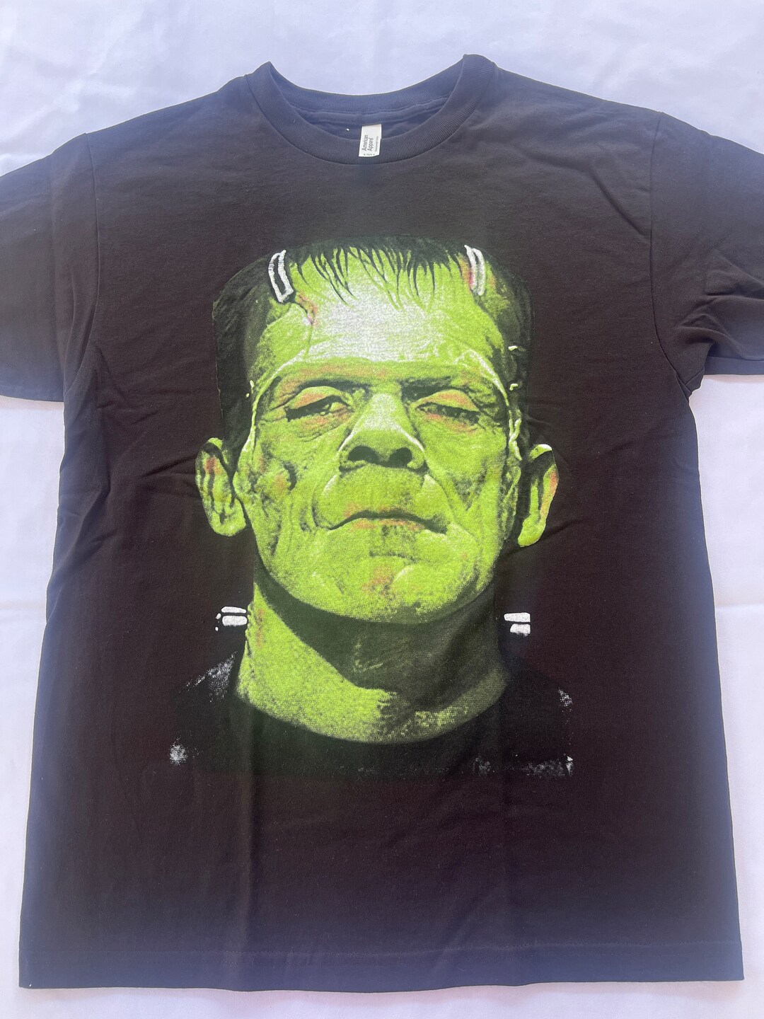 T-shirt Enfant Frankenstein Noir - Coton, Manches Courtes, Taille XS, Motif Monstre