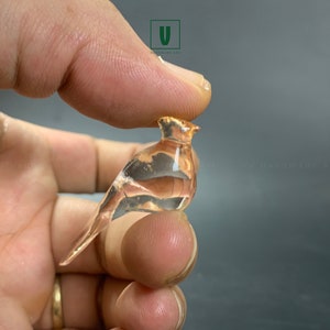 Rose Gold Bird Figurine: Crystal Epoxy Abstract Sculpture