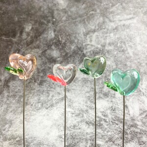 Heart Flower Plant Stake: Handmade Resin Garden Decor