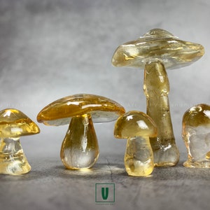 Handmade Epoxy Resin Mushroom Set: Gold Home Decor Figurines