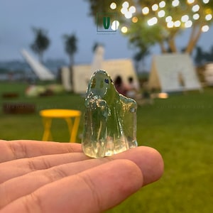 Small Transparent Ghost Sculpture Figurine - &quot;Hide ghost&quot; Halloween Party Decor | Unique Gift - 1.4&quot;