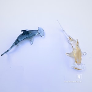 Miniature Transparent Hammerhead Shark Sculpture Figurine 3&quot; | Ultra Clear Epoxy Resin | Ocean Lover Gift | Handmade Beach Decor