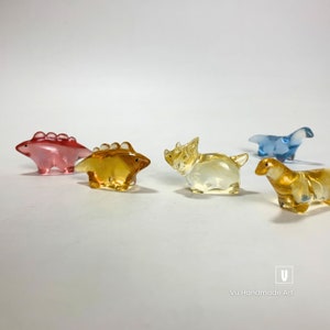 Custom Color Set Dinosaur Sculpture Figurines (Set of 3) | Transparent Miniature Decoration | Perfect Children&#39;s Gift