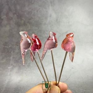 Customized Color Unique small bird sculpture fairy garden ornament | Modern minimalist animal | Miniature plant stakes
