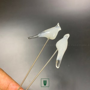 Handmade Resin Love Bird Plant Stakes: Garden Decor - Set of 2