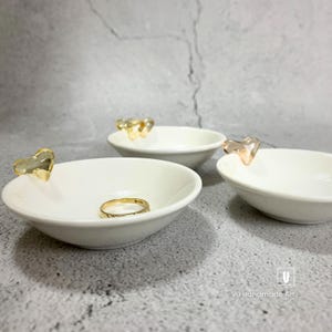 Heart Ring Dish: Golden Resin, Small Ceramic Jewelry Holder