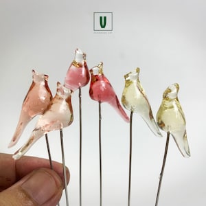 2er-Set Transparente kleine Vögel, Pflanzenstecker (benutzerdefinierte Farbe) Pflanzenfreunde, Gartenstecker, Plant Buddy Decor | Tierische Gartendekoration