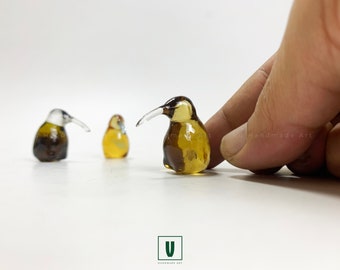 Cute tiny glass polish kiwi bird sculpture figurine | Miniature bird decoration, ornament