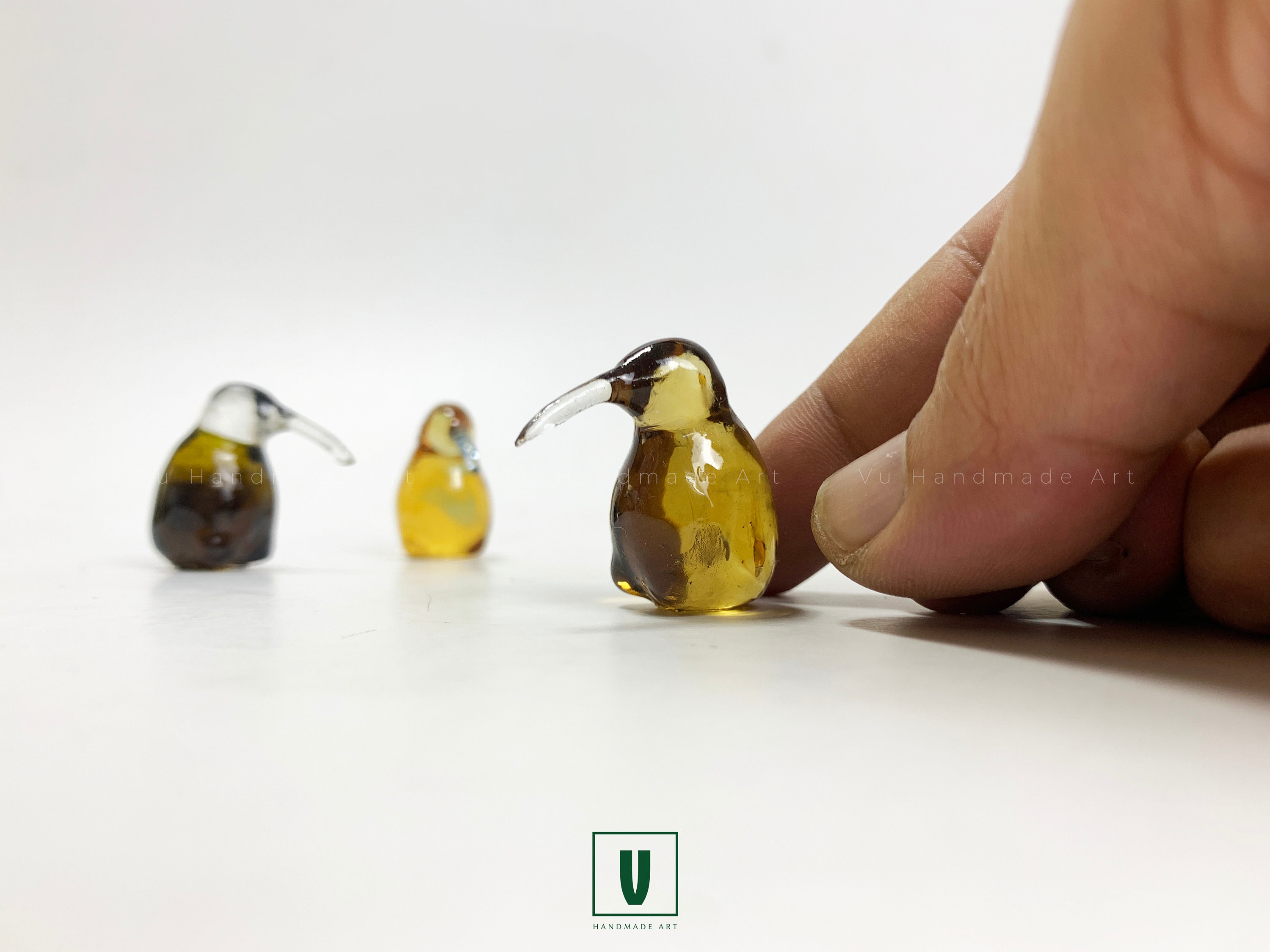Cute tiny glass polish kiwi bird sculpture figurine | Miniature bird decoration, ornament