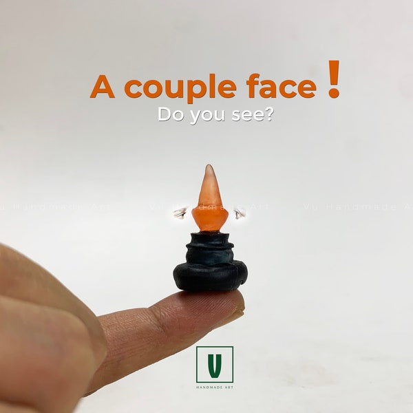 Tiny hidden face, "Couple Face Art", Mini Abstract Faces Figurine (Custom color) Tiny Funny Gift