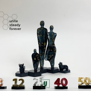 Custom Family of 3 &quot;Walking Together&quot; with pets Family Sculpture Figurines Gift Decoration Christmas ornament | Wedding anniversary gifts