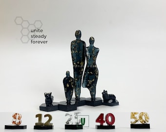 Custom Family of 3 &quot;Walking Together&quot; with pets Family Sculpture Figurines Gift Decoration Christmas ornament | Wedding anniversary gifts