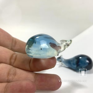 Handmade Blue Whale Figurine: Transparent Epoxy Resin Sculpture