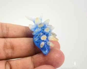 Handmade Epoxy Resin Nudibranch Figurine: Blue Purple Sea Slug Sculpture