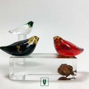 Unique Clear &quot;Leaf Birds&quot;, Bird Charms, Christmas Charms, Pocket Bird | Abstract Bird Sculpture Figurine | Miniature Decoration