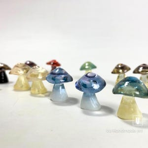 Handmade Clear Resin Mushroom Figurines: Fairy Garden Decor