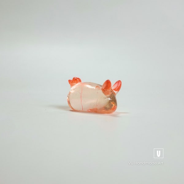 Tiny Clear Orange Sea Bunny Nudibranch Sculpture | Handcrafted Epoxy Resin Figurine, Marine Biology Gift, Scuba Diving Decor