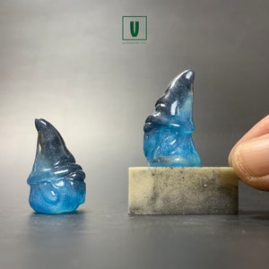 Sparkle and Delight with Our Miniature Glitter Blue Gnome Sculpture Figurine, Small Gnome Gifts