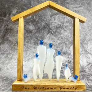 Sculpture Famille du 5ème Anniversaire | Ornement de décoration de table et d'étagère | Idées cadeaux d'anniversaire personnalisées