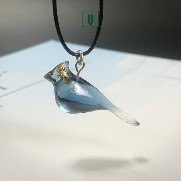 Exquisite Handmade Transparent Blue Bird, Minimalist Sculpture Pendant Necklace | Wearable Art Inspired by Nature