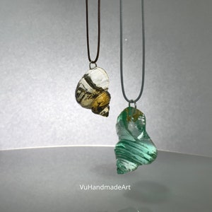 Turbo Shells Pendant Necklace (Model 4) | Unique Handmade Glass Epoxy Sea Shell Jewelry