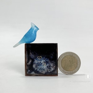 Miniature Blue Bird Figurine | Blue Jay Abstract Sculpture 1.2&quot; | Handcrafted Epoxy Resin Art for Collectors & Gifts
