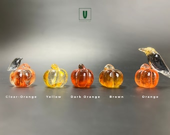 Miniature Pumpkin Sculpture Figurine 1" | Mini Fairy garden, Clear Epoxy Resin Decoration, Handmade ornaments