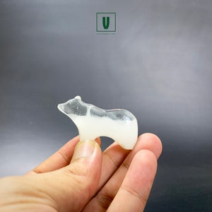 Handmade Mini Ice Polar Bear Sculpture Figurine Decor | Polar Bear Gifts, Unique Gift of Arctic Charm