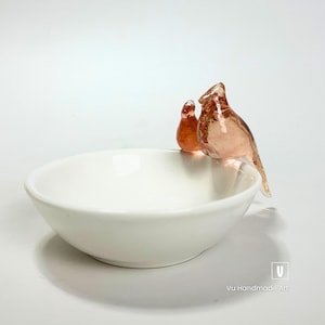 Personalized Mother & Baby Resin Birds Ring Dish: Ceramic Jewelry Holder