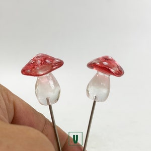Garden Miniature Mushrooms Plant Stakes (Set of 2), Handmade Toadstool Fairy Garden Terrarium Decor, Plant Accessory