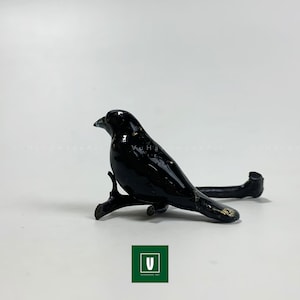 Handmade Raven Totem Sculpture art, Crow Figurine Decor, Miniature black bird, Epoxy resin, Small animal, Halloween decoration