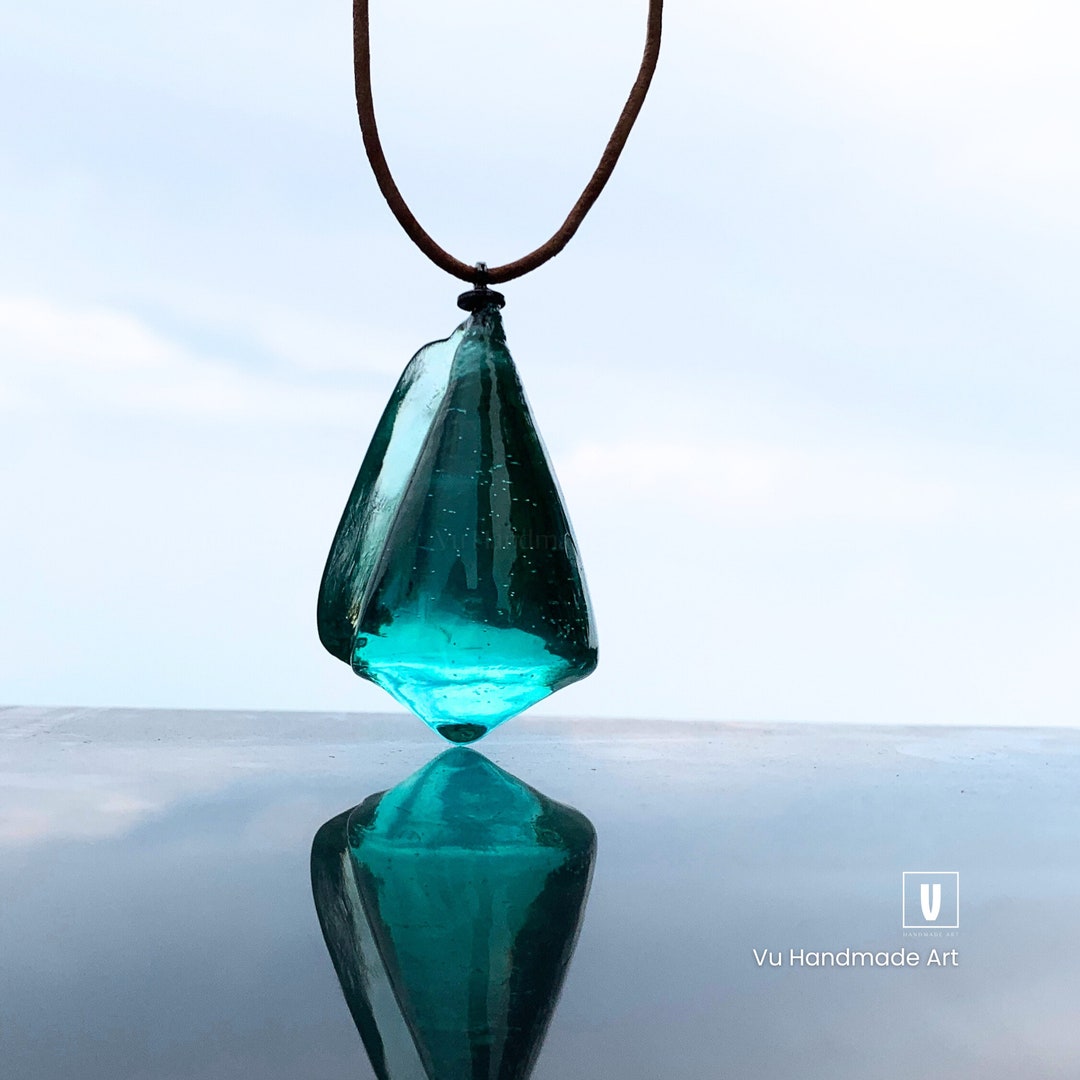 Crystal Blue Cone Shells Pendant (model 5) | Handmade Beach Lover Gift ...