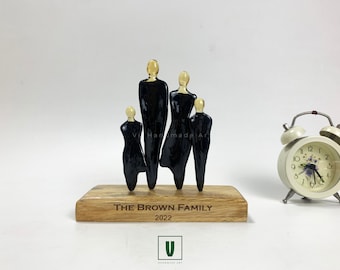 Personalized Family Resin Figurine: Abstract Anniversary Sculpture