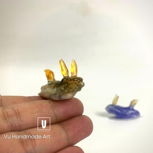 Shiny Nudibranch Sculpture | 'Steamy' Sea Slugs Figurine - Unique Mini Sea Slug Collectible - Handcrafted Ocean Lover Gift