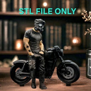 Dark Romance Biker STL | 3D-printmodel van een motorrijder (digitale download)