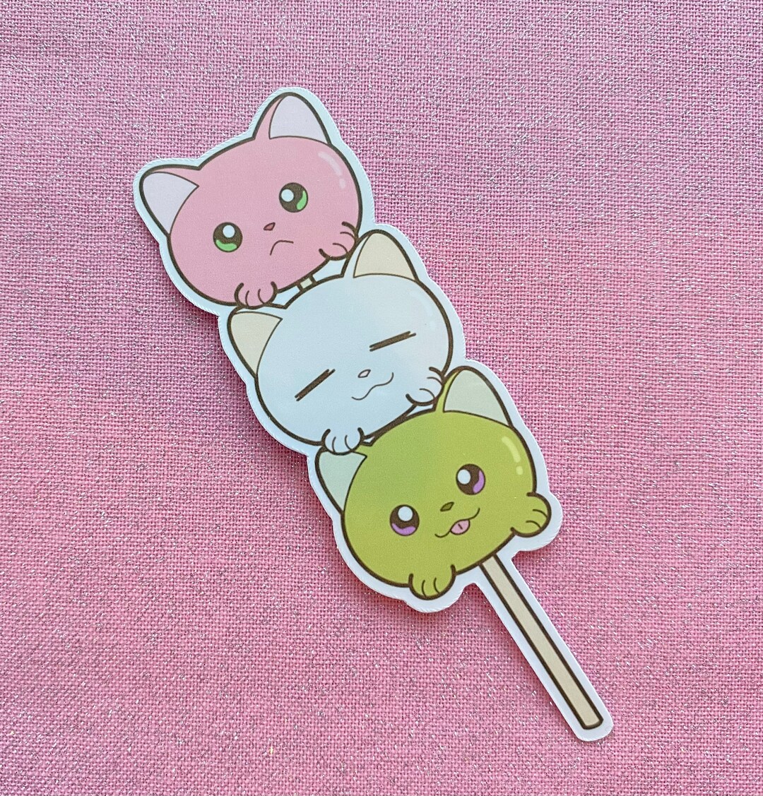 Hanami Dango Cats Glossy Vinyl Sticker | Journaling and Planner ...