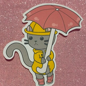 Rainy Day Cat with Umbrella Sticker