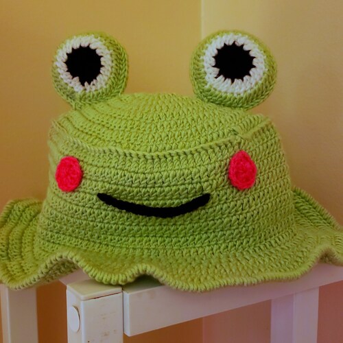 Frog Bucket Hat Cute Frog Bucket Hat Handmade Crochet Hat Etsy
