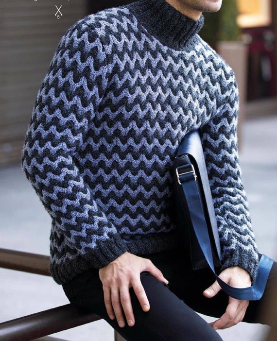 Mens Crochet Sweater Pattern Winter Sweater Modern Sweater - Etsy